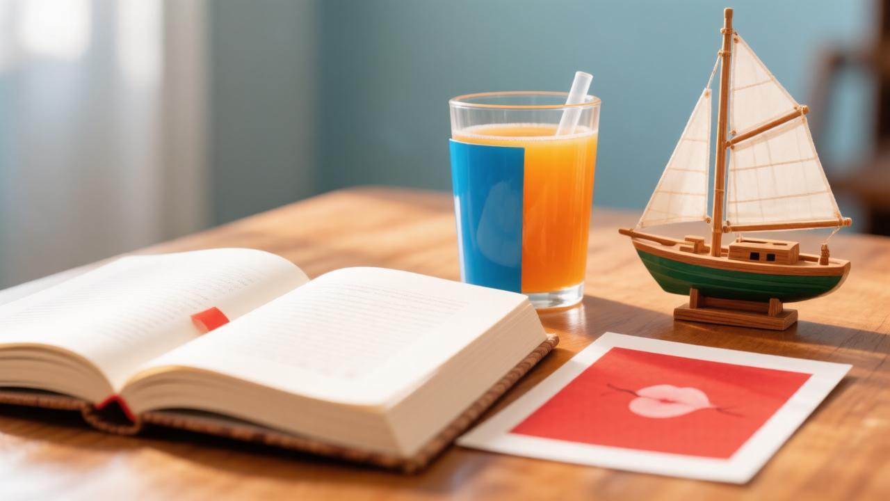 Книга, парусная лодка и открытка с поцелуем — иллюстрация к необычным праздникам мира 9 августа.